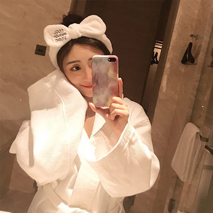 Coral Fleece Bow Animal Ears Wash Face Headband