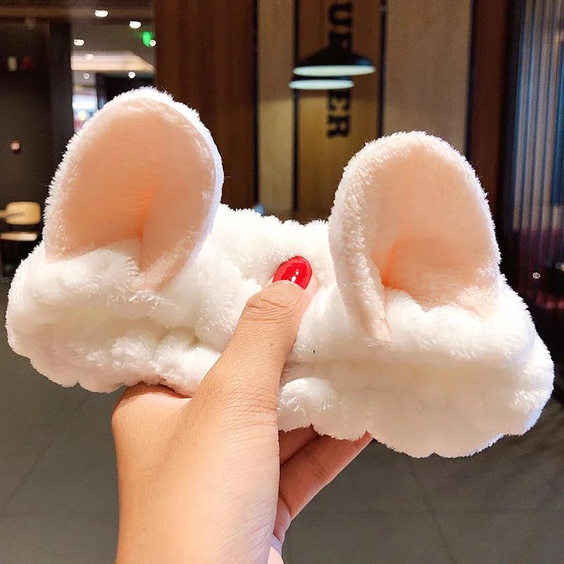 Coral Fleece Bow Animal Ears Wash Face Headband