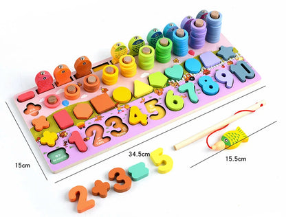 3D Wooden Montessori Fishing Toy – Shape & Number Matching Learning Set