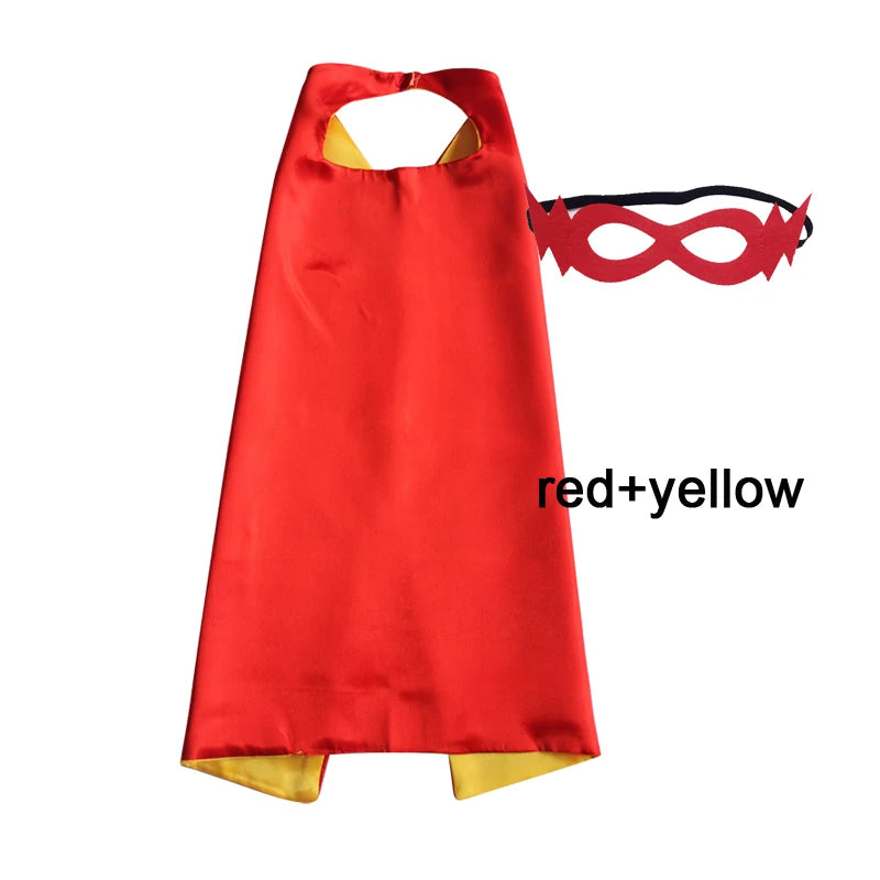 Kids Superhero Cape with Mask Reversible Satin Costume