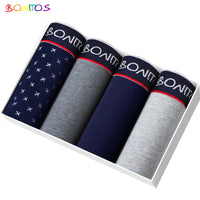 Men's Cotton Boxer Shorts 4PCS Soft Stretch Underwear Set