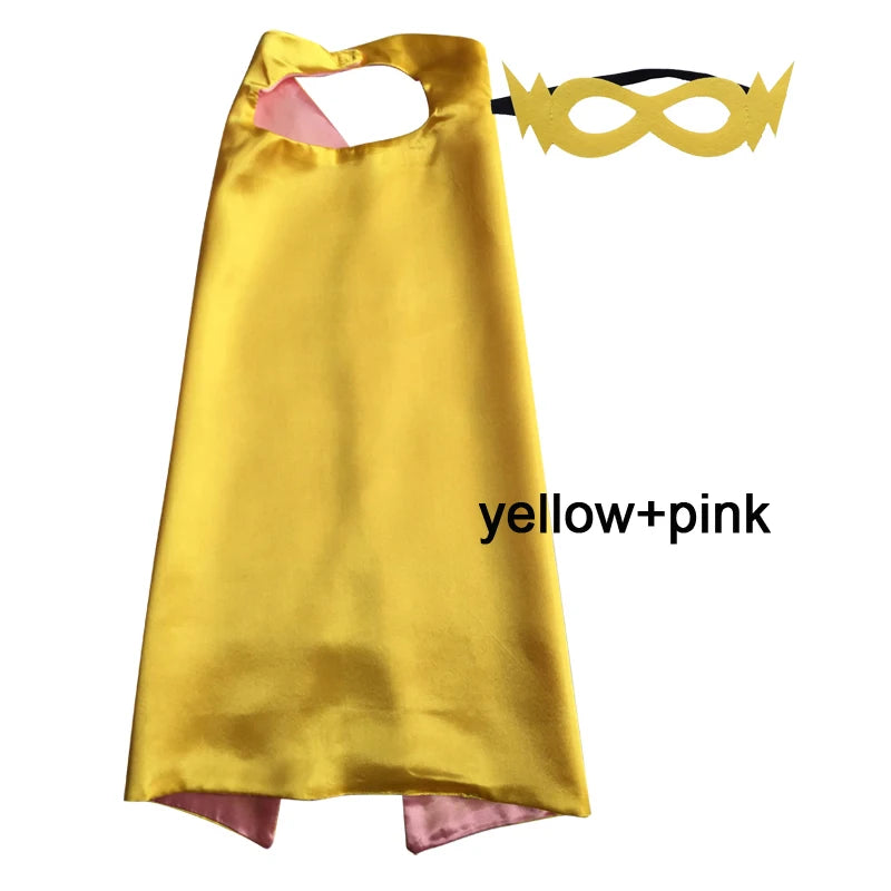 Kids Superhero Cape with Mask Reversible Satin Costume