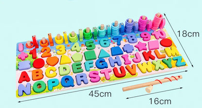 3D Wooden Montessori Fishing Toy – Shape & Number Matching Learning Set