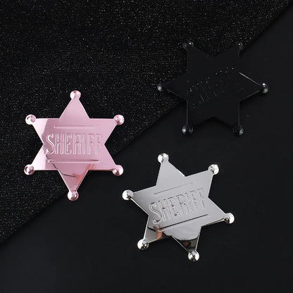 Sheriff Badge Brooch Metal Deputy Star Costume Pin
