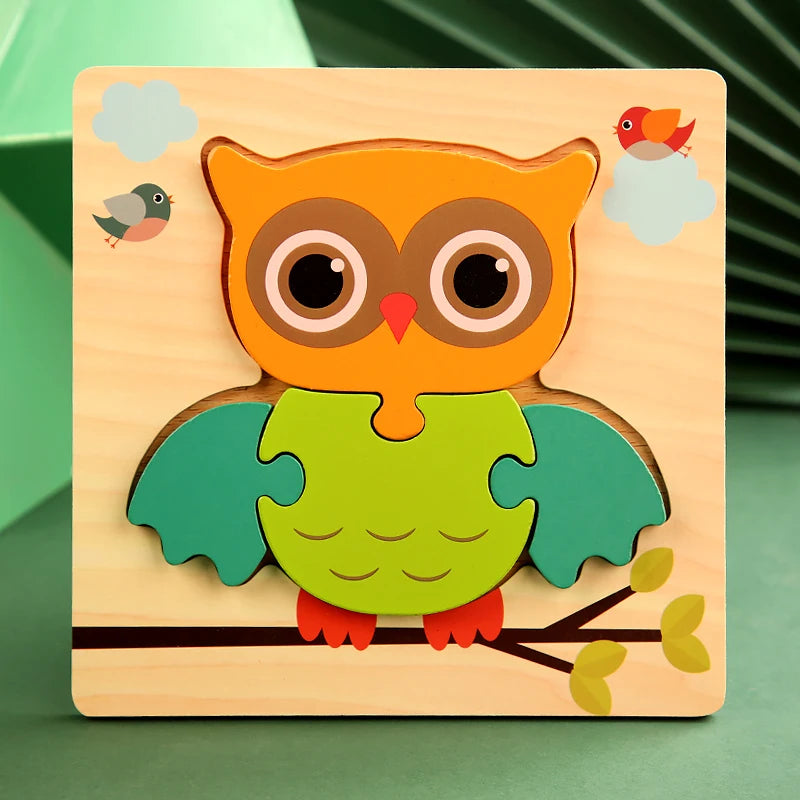 3D Wooden Puzzle Cartoon Animal & Traffic Learning Toy