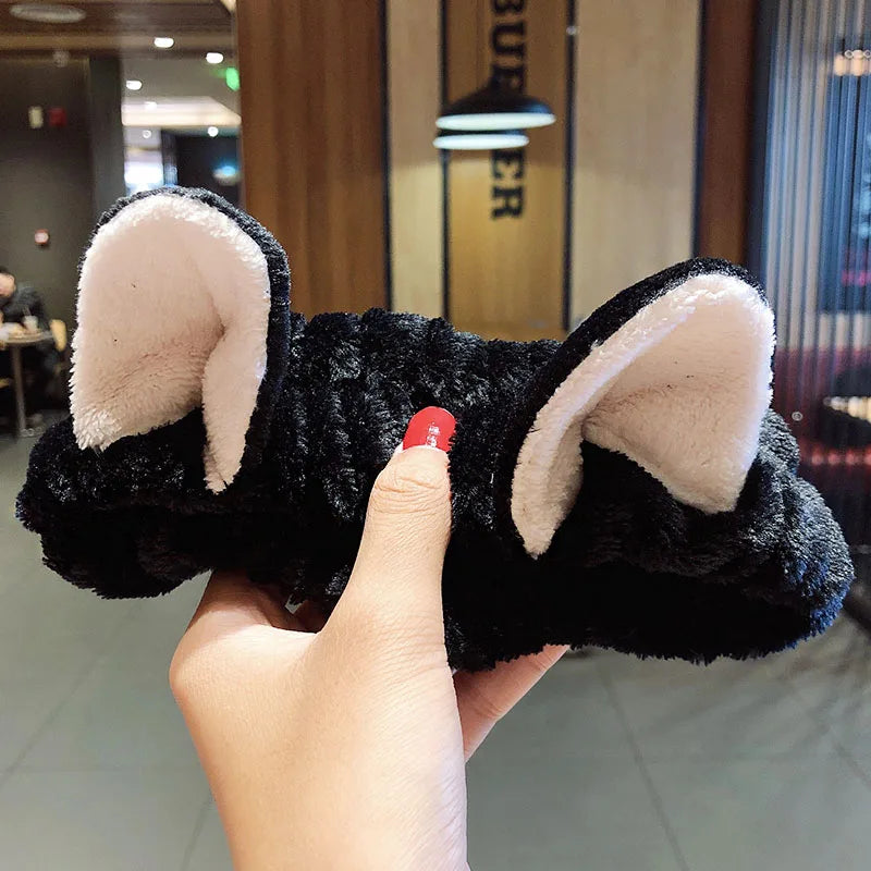 Coral Fleece Bow Animal Ears Wash Face Headband