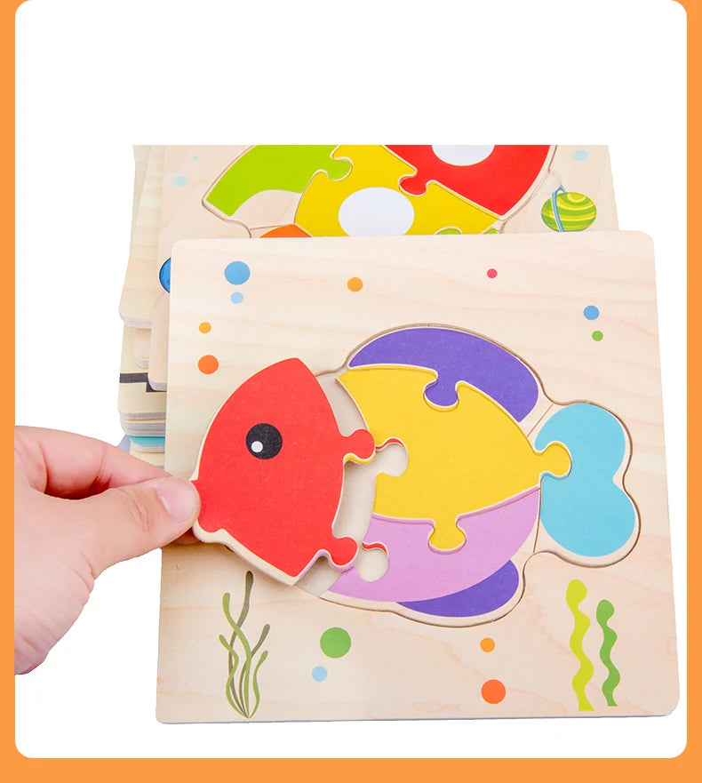 Baby Wooden 3D Puzzle Animal Tangram Learning Toy