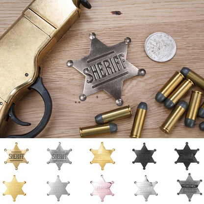 Sheriff Badge Brooch Metal Deputy Star Costume Pin