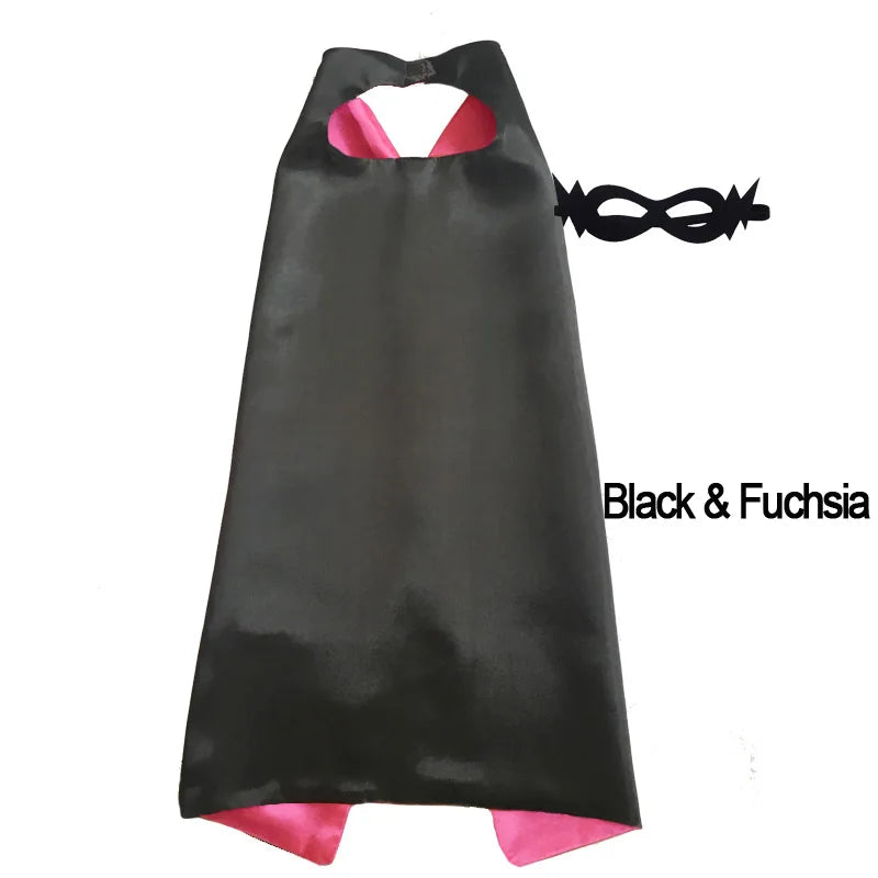 Kids Superhero Cape with Mask Reversible Satin Costume