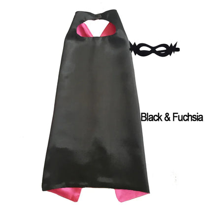 Kids Superhero Cape with Mask Reversible Satin Costume