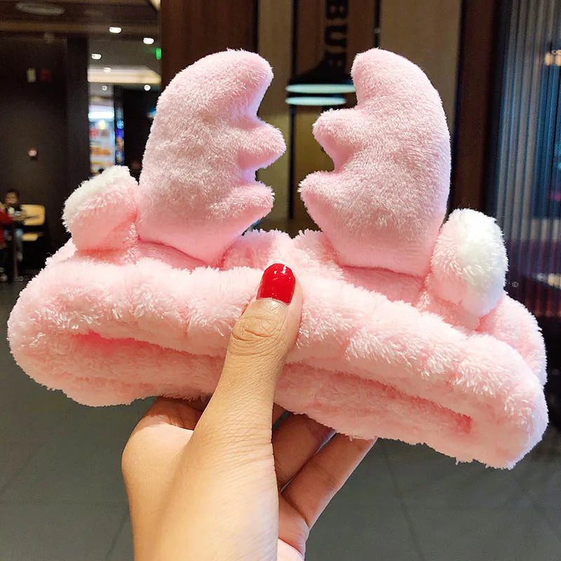 Coral Fleece Bow Animal Ears Wash Face Headband
