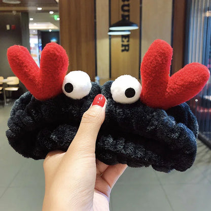 Coral Fleece Bow Animal Ears Wash Face Headband