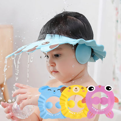 Baby Shower Cap Adjustable Hair Wash Hat for Kids Bath Time