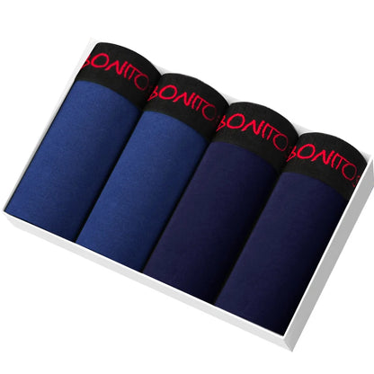 Men's Cotton Boxer Shorts 4PCS Soft Stretch Underwear Set