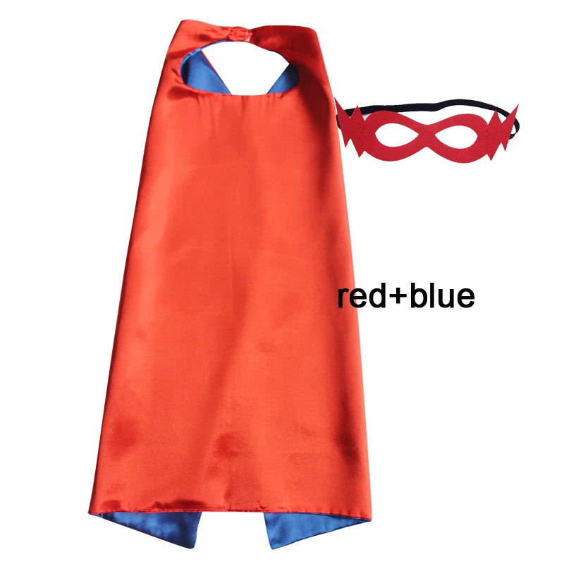 Kids Superhero Cape with Mask Reversible Satin Costume