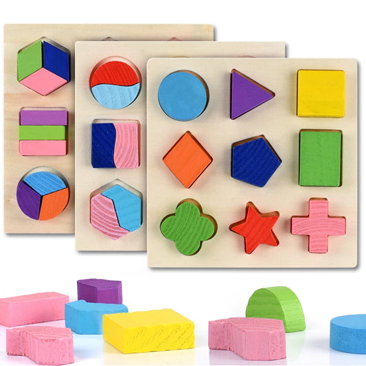 Wooden Geometric Puzzle Montessori Shape Sorting Toy for Kids