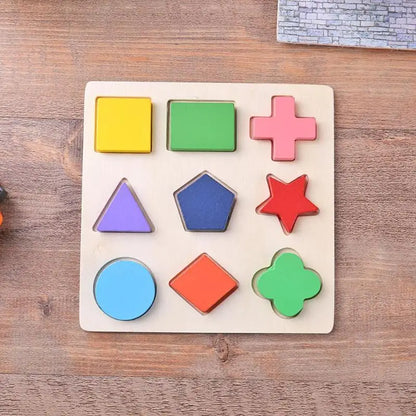 Wooden Geometric Puzzle Montessori Shape Sorting Toy