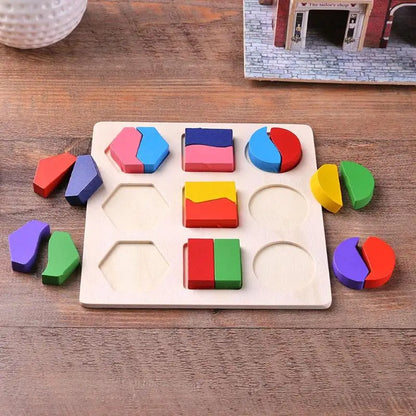 Wooden Geometric Puzzle Montessori Shape Sorting Toy for Kids
