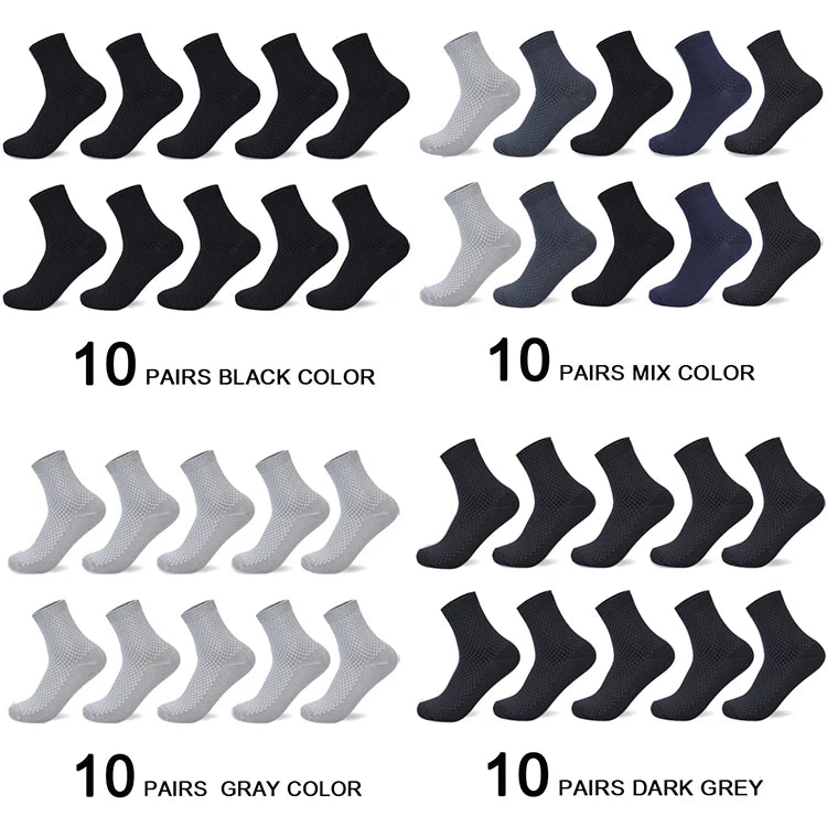 Men's Bamboo Fiber Socks Compression Business Crew Socks