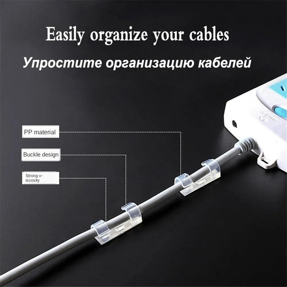 Cable Organizer Clips – Adhesive Cord Holders for Desk & Workstation