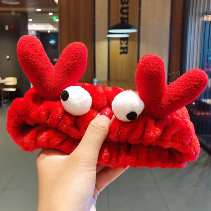 Coral Fleece Bow Animal Ears Wash Face Headband