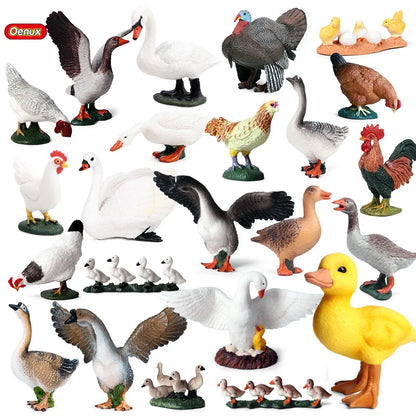 Farm Animal Figures Set – PVC Duck, Goose, Swan & Chicken Models