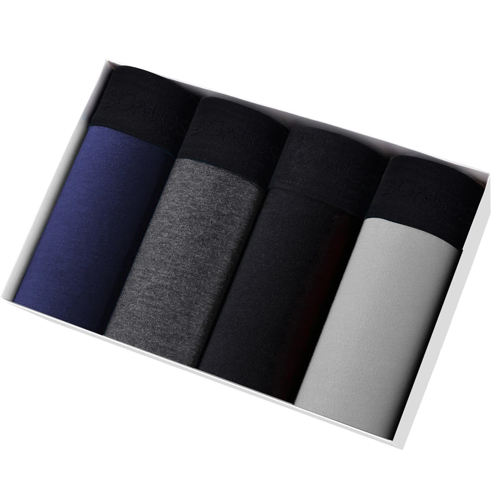 Men's Cotton Boxer Shorts 4PCS Soft Stretch Underwear Set