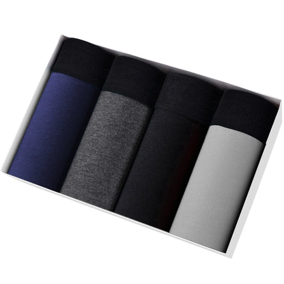 Men's Cotton Boxer Shorts 4PCS Soft Stretch Underwear Set