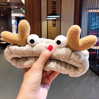 Coral Fleece Bow Animal Ears Wash Face Headband