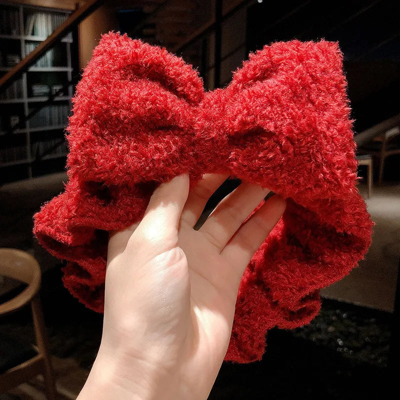 Coral Fleece Bow Animal Ears Wash Face Headband