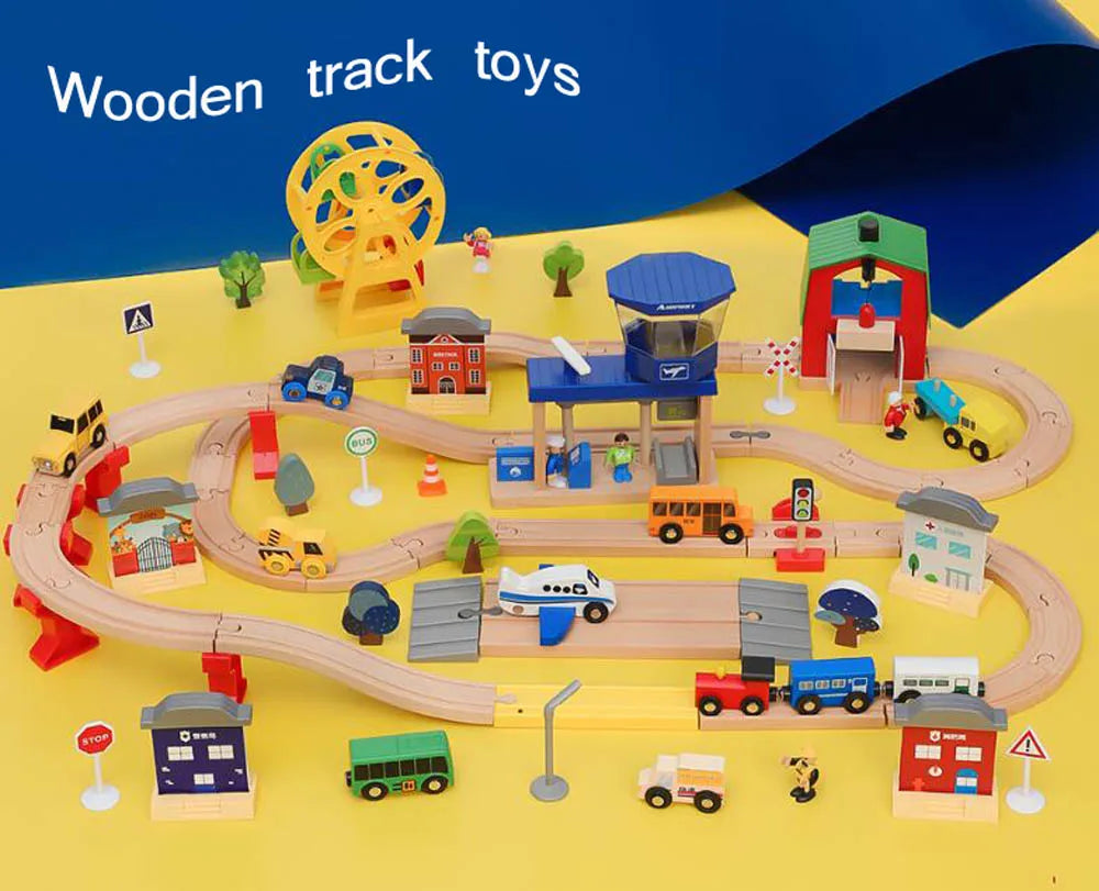Wooden Train Track Accessories Station Airport Gas Station
