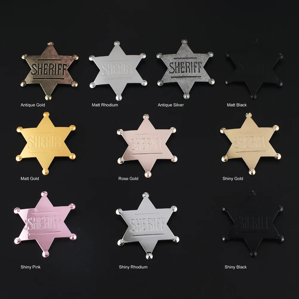 Sheriff Badge Brooch Metal Deputy Star Costume Pin