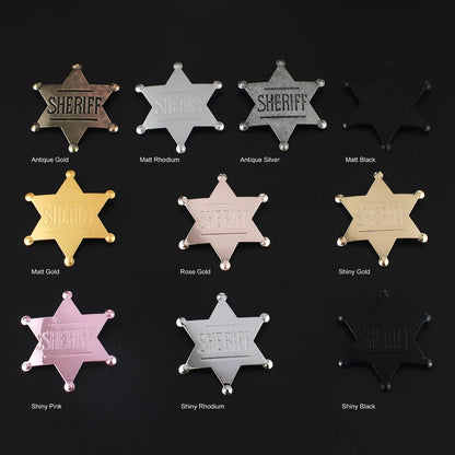 Sheriff Badge Brooch Metal Deputy Star Costume Pin