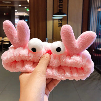Coral Fleece Bow Animal Ears Wash Face Headband