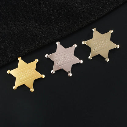 Sheriff Badge Brooch Metal Deputy Star Costume Pin