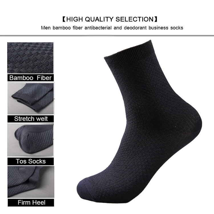 Men's Bamboo Fiber Socks Compression Business Crew Socks