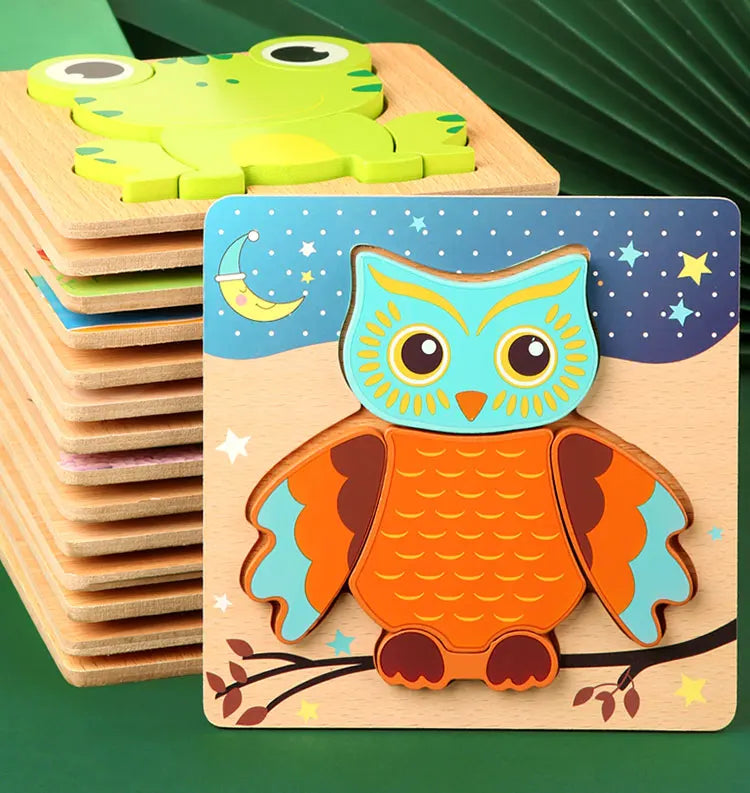 3D Wooden Puzzle Cartoon Animal & Traffic Learning Toy