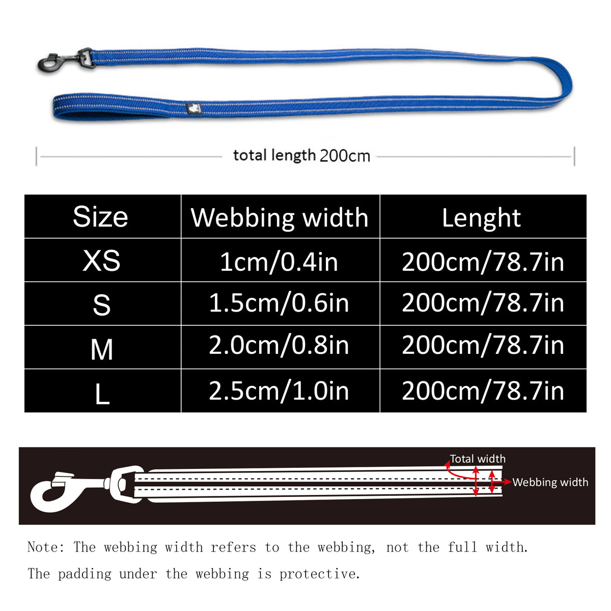 Reflective Dog Leash, Soft Padded Nylon Mesh