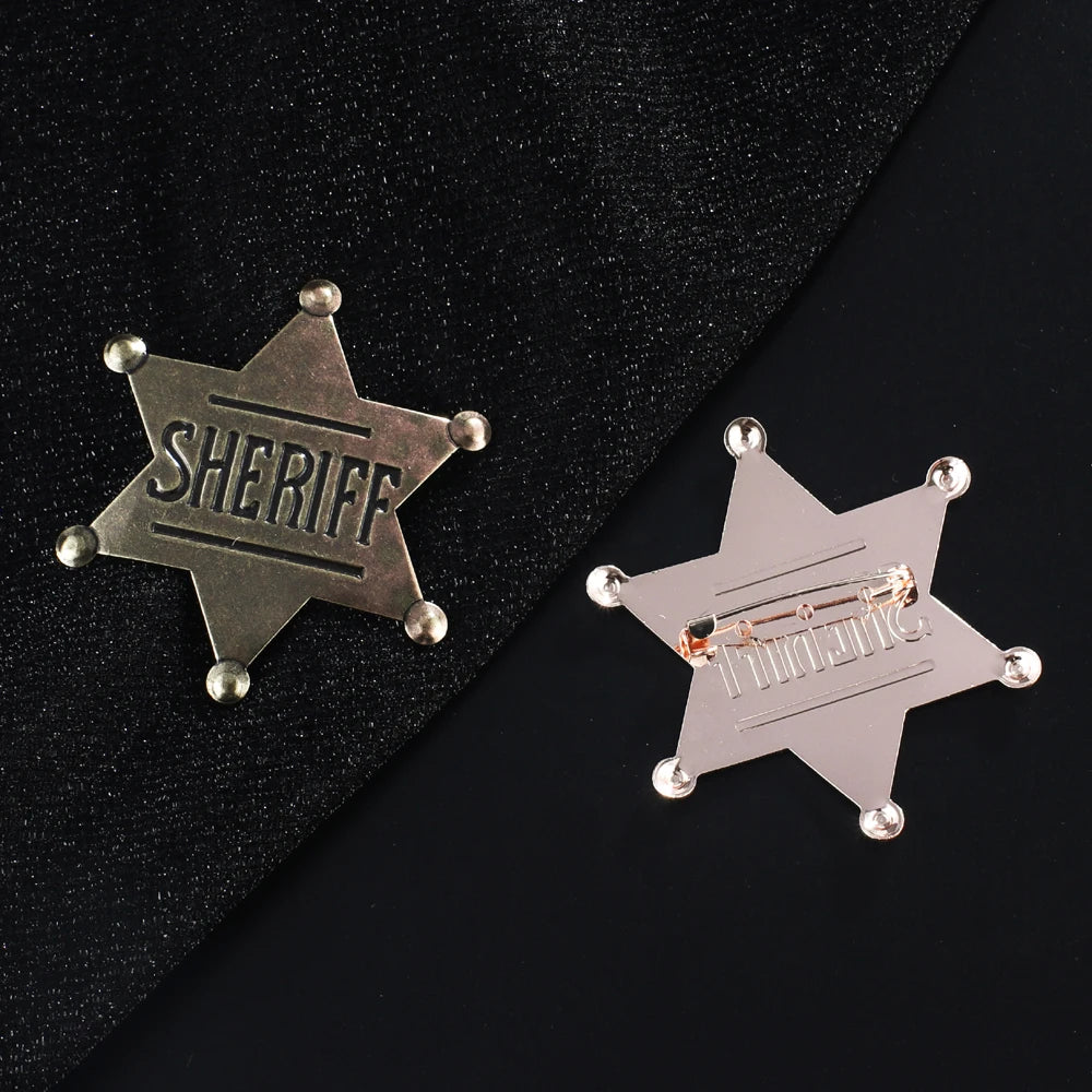 Sheriff Badge Brooch Metal Deputy Star Costume Pin