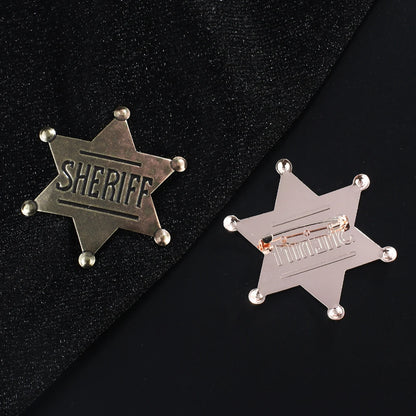 Sheriff Badge Brooch Metal Deputy Star Costume Pin