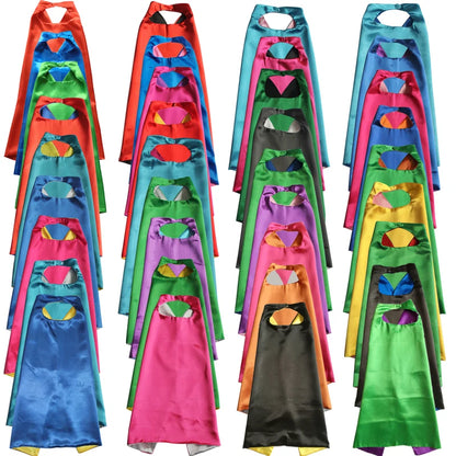 Kids Superhero Cape with Mask Reversible Satin Costume