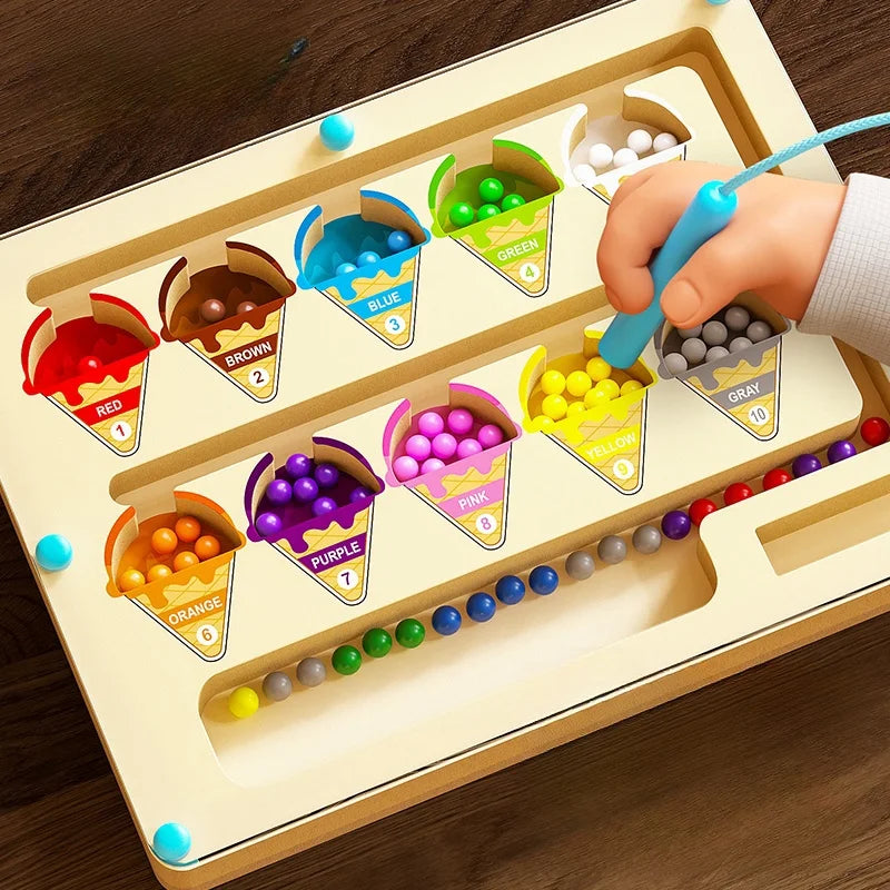 Magnetic Maze Toy Digital Bead Puzzle Fine Motor Skills Game