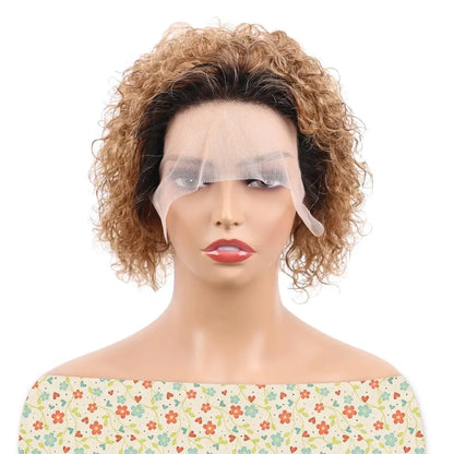 Curly Pixie Cut Human Hair Wig 13x1 HD Lace Front