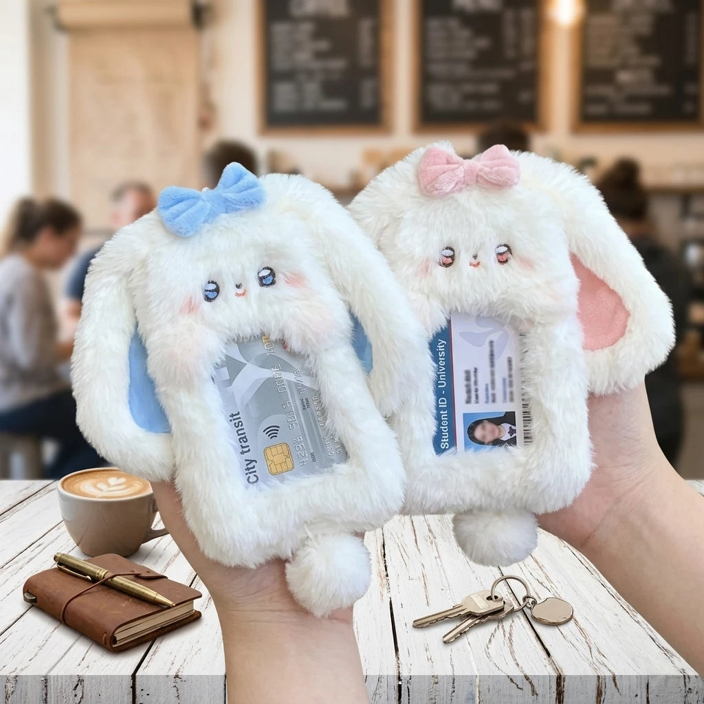Rabbit Plush Card Holder Cute Bunny Student ID Holder