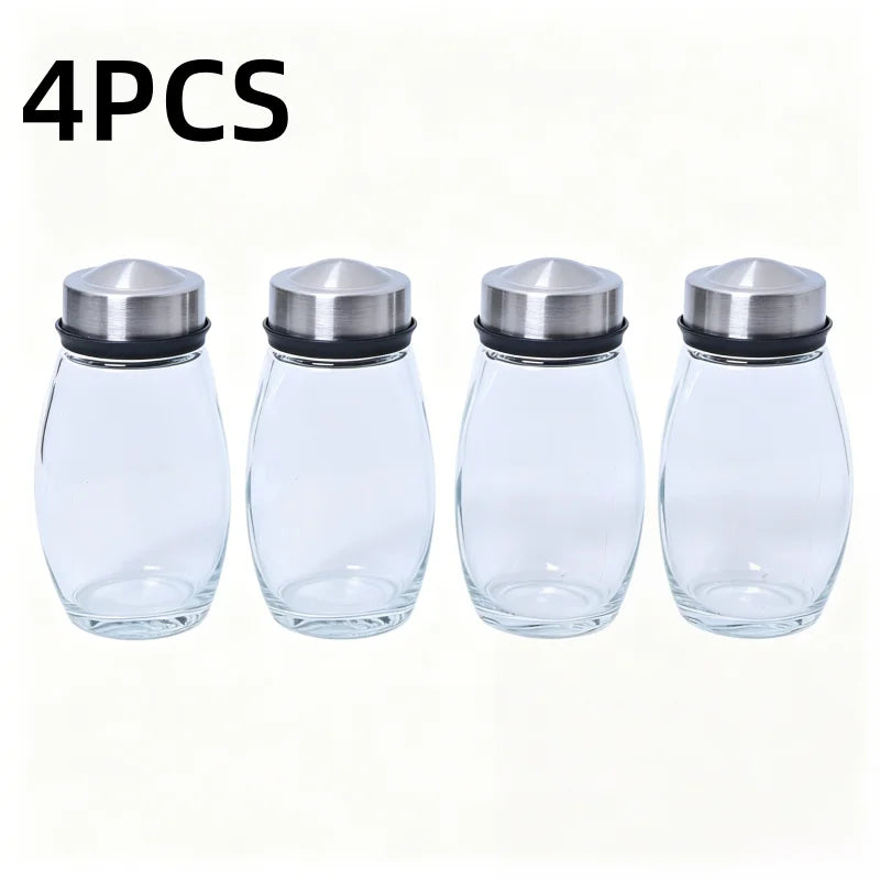 Glass Spice Jar Set with Rack, 6-Piece Seasoning Storage Organizer