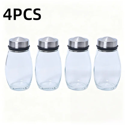 Glass Spice Jar Set with Rack, 6-Piece Seasoning Storage Organizer