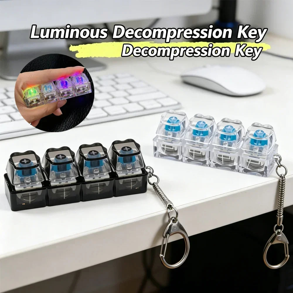 LED Keyboard Keychain Fidget Toy Crystal Clicker Sensory Gadget
