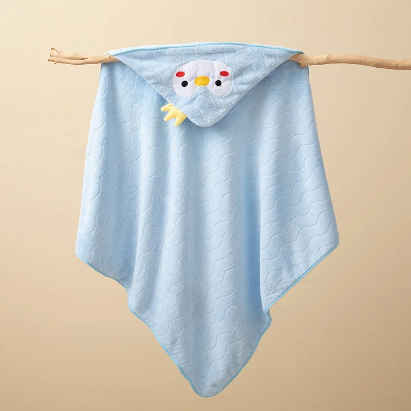 Baby Hooded Bath Towel Coral Fleece Toddler Bathrobe
