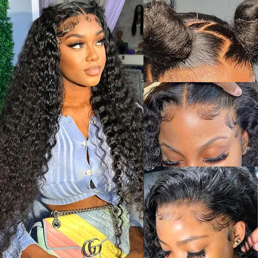Brazilian Deep Wave Wig 13x6 HD Lace Glue less Human Hair