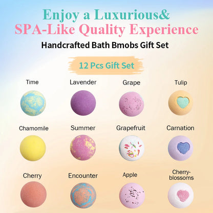 Bath Bomb Gift Set 12 Pack Handmade Aromatherapy Spa Bombs